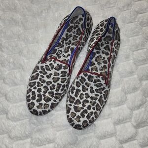 Rothy's Womens Mocha Spot Loafers Animal Leopard Print Slip Ons Size 12